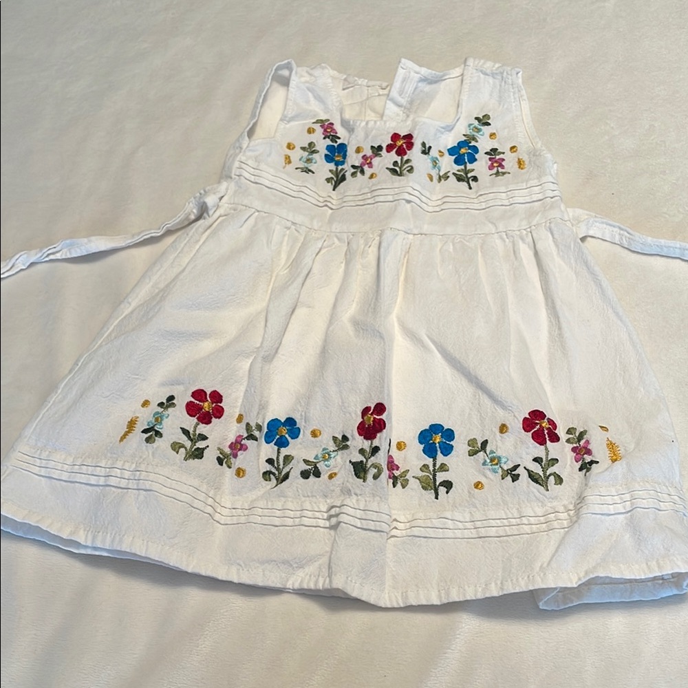 Charming White Dress with Floral Embroidery hand made